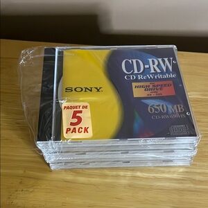 Sony blank CDRW5 pack discs high speed drive  NEW